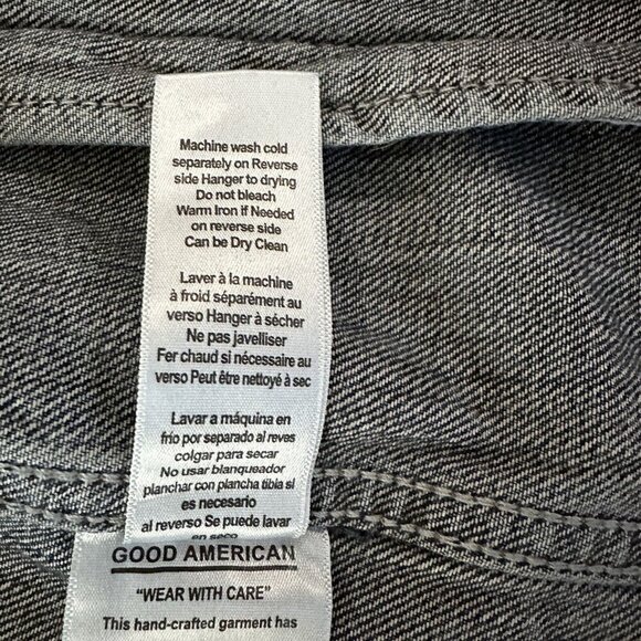 Good American Womens Trucker Blue Jacket Boyfriend Denim Sherpa Collar Size 0/1 - Picture 11 of 15